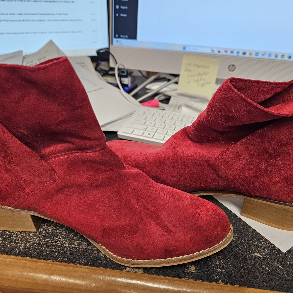 Red Suede Ankle Boots